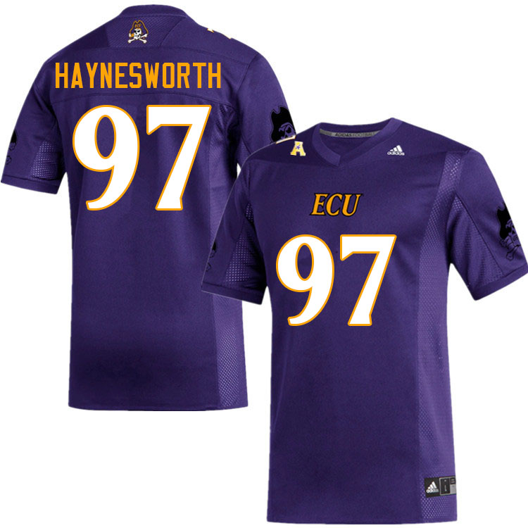 Men #97 Justyn Haynesworth ECU Pirates College Football Jerseys Sale-Purple